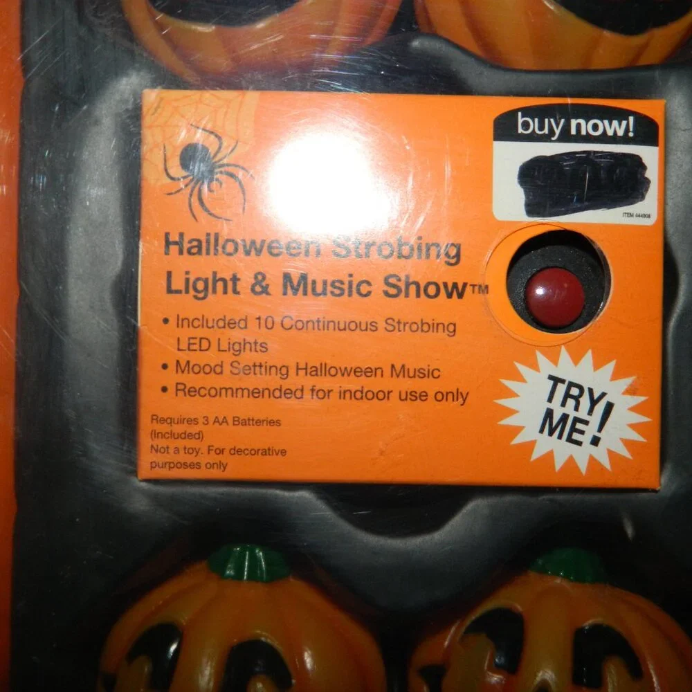 Halloween Blow Mold Pumpkins and Ghost Strobing Lights & Music Show String Light